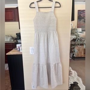 Everlane the Smock Dress Beige Floral Midi Size 8